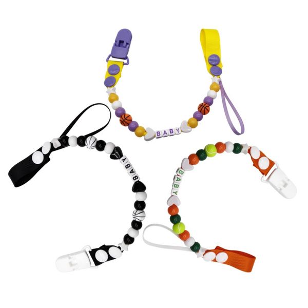 

slae baby infant silicone pacifier clips with safe abs beads pacifier chain holder for nipples baby chew toys