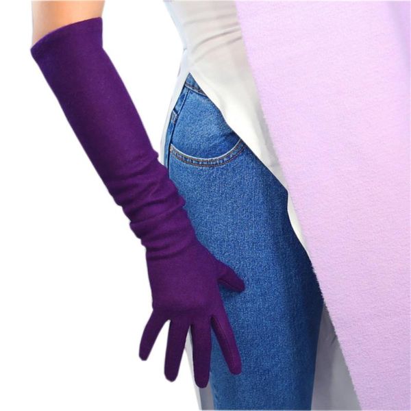 

элегантные кашемировые перчатки длинный участок 50см elbow упругие шерсти шерстяная шерстяная малый аромат лаванды темно-фиолетовый yr08, Blue;gray