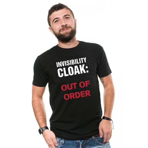 

mens t shirts 100% cotton funny tee invisibility cloak out of order casual fashion o-neck women's t-shirt men's tees