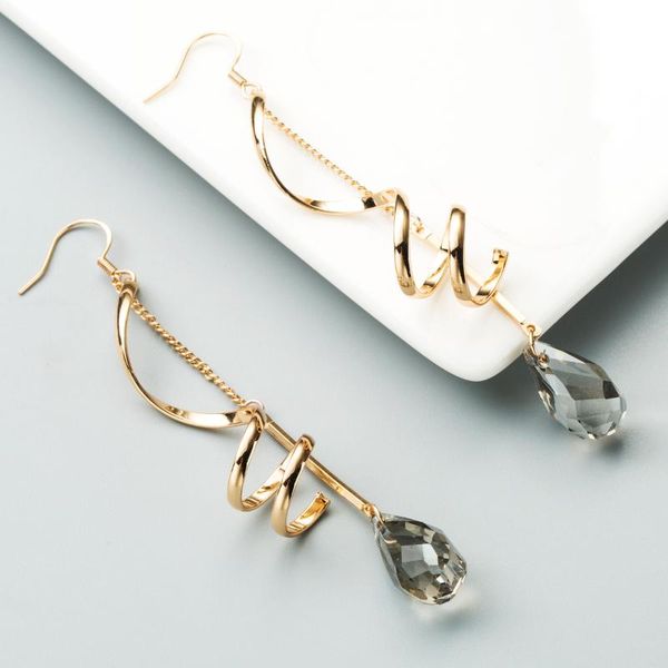 

2020 new arrivals trendy water drop woman statement dangle earrings korean tassel water drop long big crystal earrings for woman, Silver