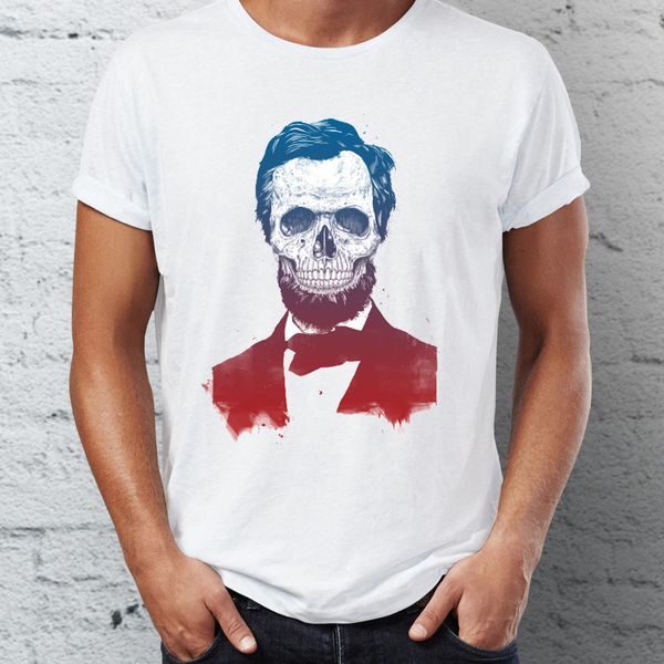 

men's t shirt lincoln skull drawing classic tee