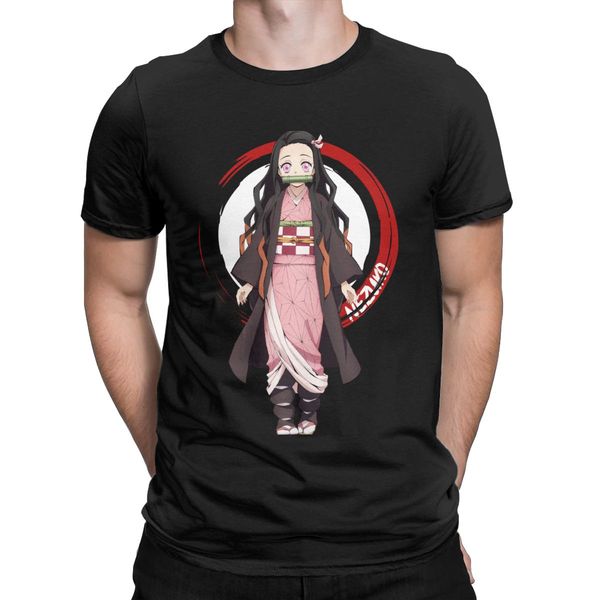 

men's demon slayer t shirt nezuko kamado pure cotton clothing vintage short sleeve crewneck tee shirt plus size t-shirt