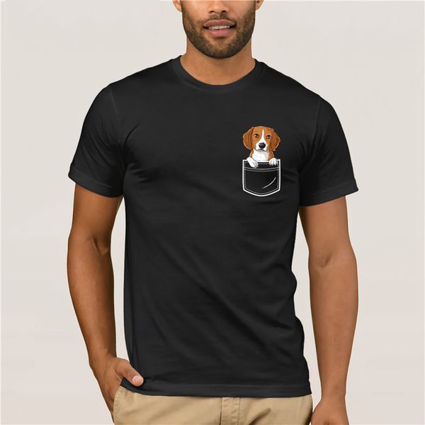 

men printing short sleeve tshirt trend brand men beagle in your front pocket dog puppy short fashion t-shirt men