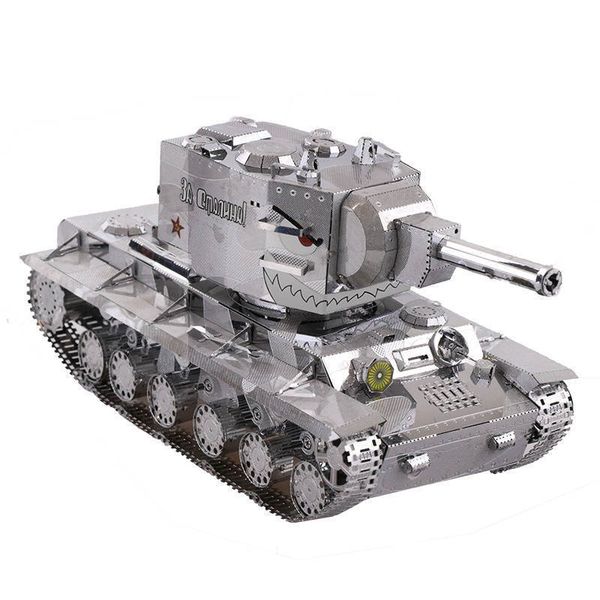 

mu 3d metal nano puzzle war 2 russia kv 2 tank model diy 3d laser cut assemble jigsaw toys deskdecoration gift for audit y200317