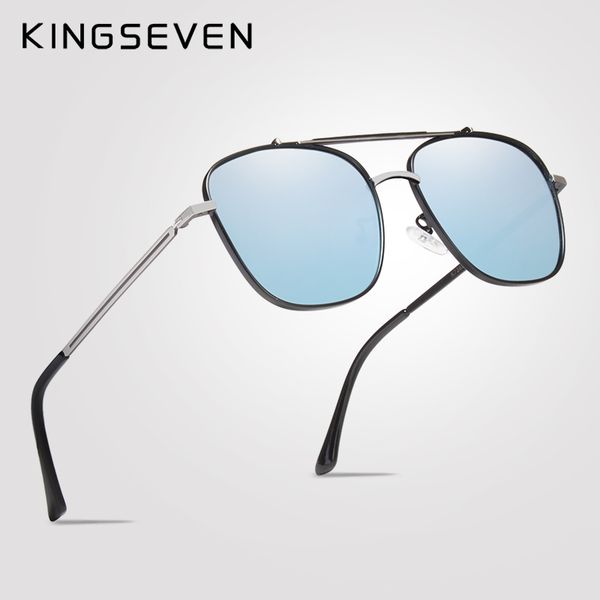 

sunglasses kingseven design men polarized square frame stainless steel fashion male eyewear uv protection n7388, White;black