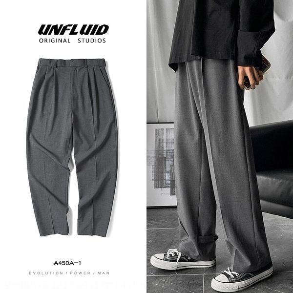 

summer thin men's loose korean style trendy mop casual wide leg falling sense mop casual pants straight suit pants men's trendy uf, Blue