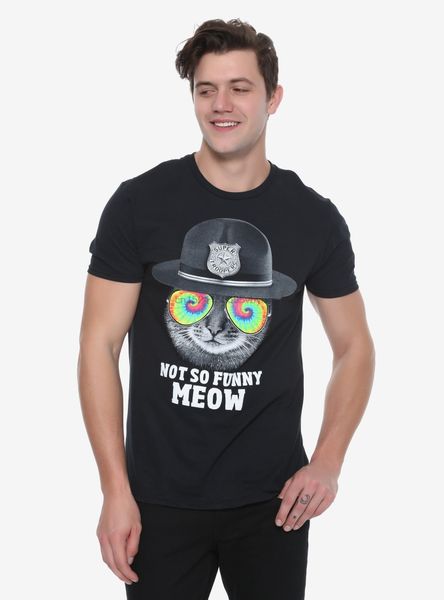 

menfashion t-shirt super troopers not so funny meow t-shirt men casual shirts