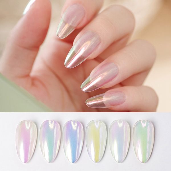 

0.5g/box grad holographic nail powder glitters holo laser rainbow nail powder chrome dust manicure art decorations, Silver;gold