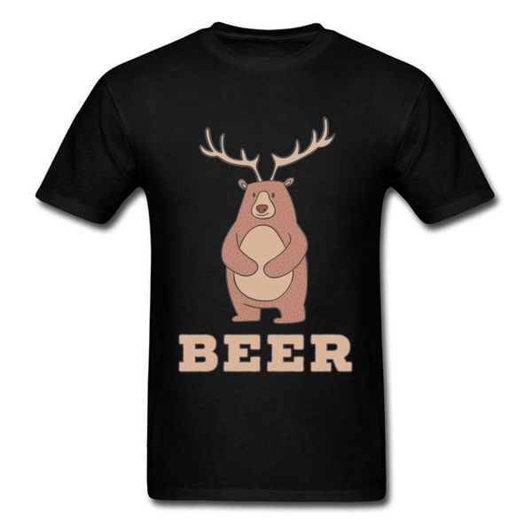 

funny t-shirt men beer bear deer t shirt black tshirt cotton tees simple cartoon print clothes cute summer autumn