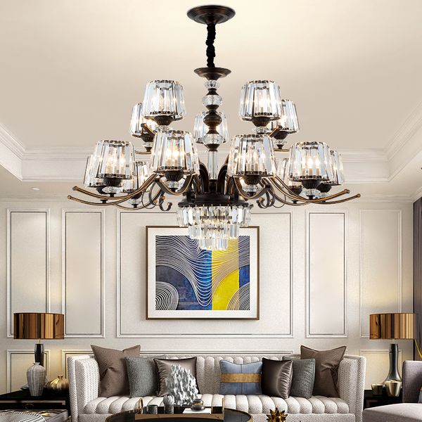 

american crystal chandelier lighting luxury living room lamp modern led dining room light l hall bedroom decoration pendant lamps