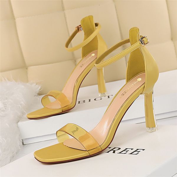 

2020 sweet women yellow pink high heels summer medium heels gladiator sandals fetish glossy party shoes stiletto stripper pumps, Black