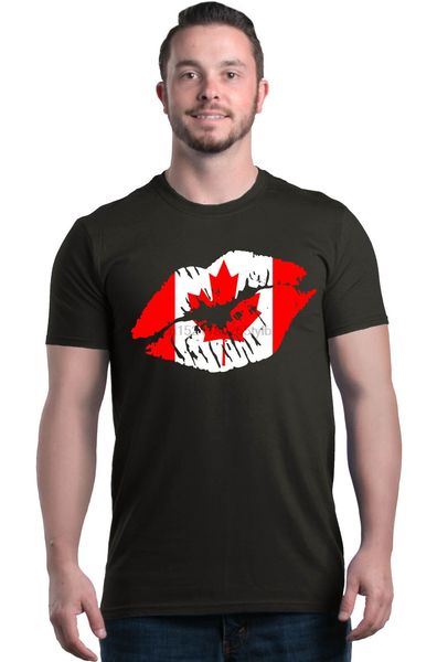

shop4ever канада поцелуй губы футболки канада maple leaf flag рубашки