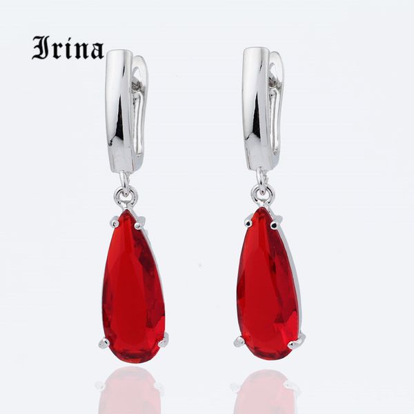 

irina 11color new long earring for women fashion party jewelry white gold water drop zircon dangle earrings ws10176, Silver