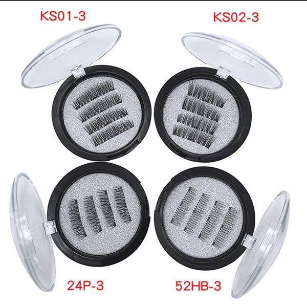 

false eyelashes 3d three magnets long thick no-glue natural fake sswell