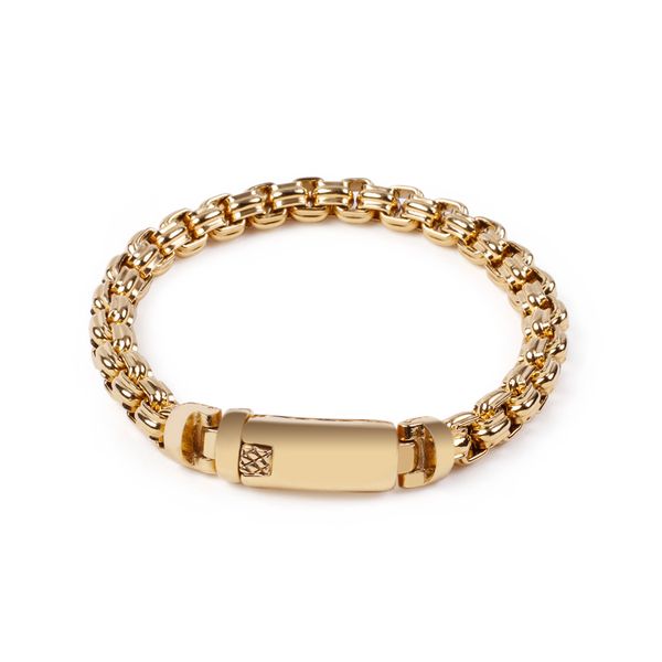 

mens business gifts 40g weight 8mm 8.66'' goldend stainless steel huge cool squaure rolo chain bracelet bangle mens women jewelry, Black