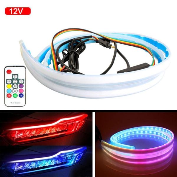 

2pcs/set drl multicolor led strip turn signal lights universal car rgb daytime running light waterproof flexible