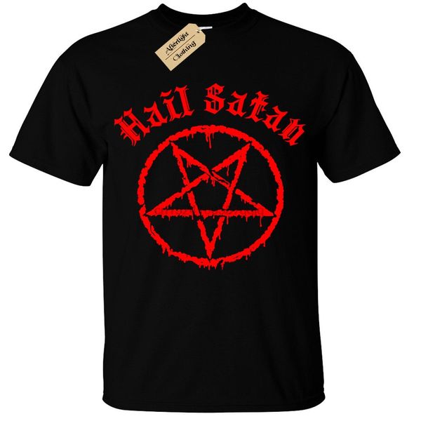 

kids boys girls hail satan t-shirt - pentagram rock goth unholy satanic punk emo cool casual pride t shirt men unisex
