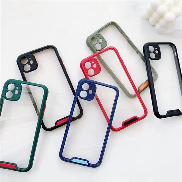 

clear camera protection shield phone case for iphone 11 pro max se x xr xs max 7 8 plus candy color edge hard phone case