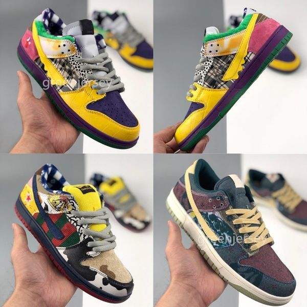 

what the dunk sb low men women running shoes casual skateboard chaussures lemon yellow purple dunks sport trainers sneakers size us5.5-11