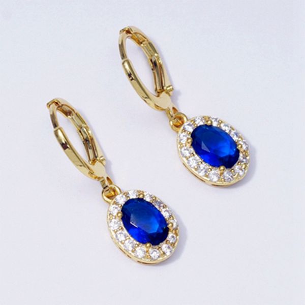 

earings simple fashion professional females drop earrings for women blue cubic zircon gold filled jewelry gift dropshipping, Silver
