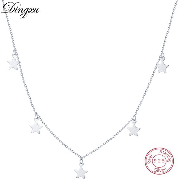 

s925 silver five-pointed star necklace for womensimple clavicle chain european and american style personality love new gift