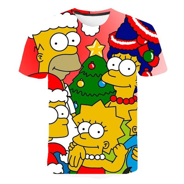 

autumn and winter merry christmas new 3d simpson cartoon anime wild sports slim 3d print shirts plus size oversized anime men clothing
