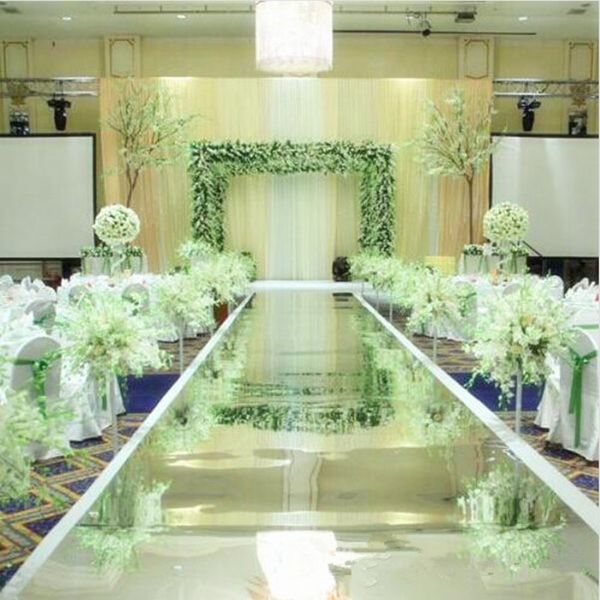 Centerpieces de decoração de casamento espelho espelho corredor corredor branco ouro prata lado duplo conjunto festa t tapetes
