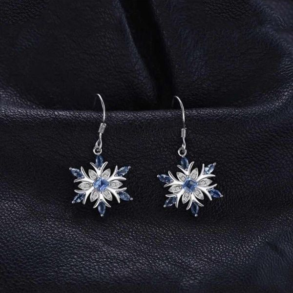 

light blue earrings fashion snowflake ear stud, Silver