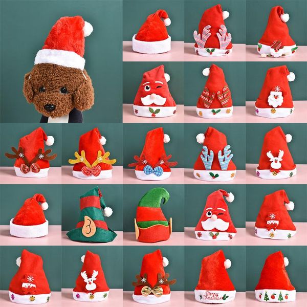 

christmas soft plush christmas hat party for baby santa hats red decoration new year decoration kids gift holiday party, Blue;gray