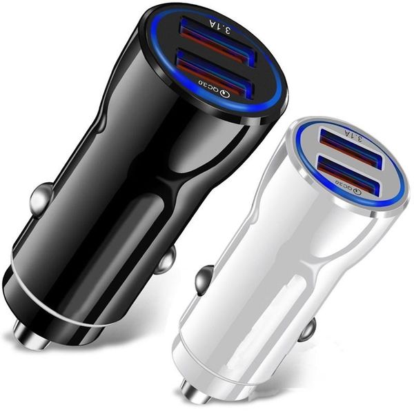 

qc3.0 dual usb ports car charger 3.1a fast rapid car charger for iphone 7 8 11 x samsung htc android phone gps mp3 pc