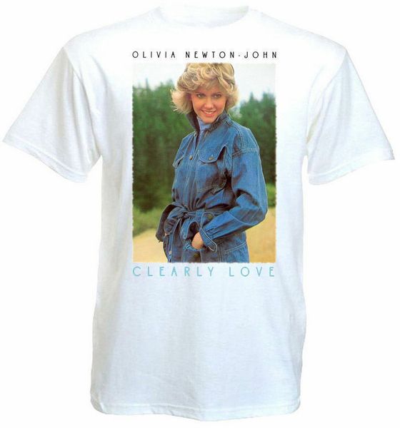 

olivia newton-john - clearly love t-shirt white poster all sizes s-xxl-5xl cotton tee shirt casual print fashion