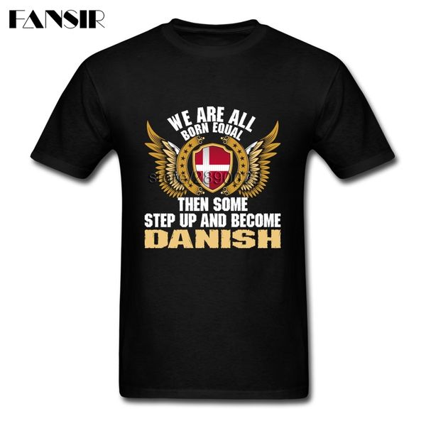 

unique some step up and become danish denmark flag t-shirt man short sleeve cotton custom men tshirt camisetas big size