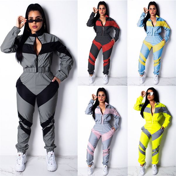 

women designer tracksuit long sleeve coat jacket + pants trousers 2 piece set autumn sweatshirt outfits fashion sportswear suit clothes s-2x, White