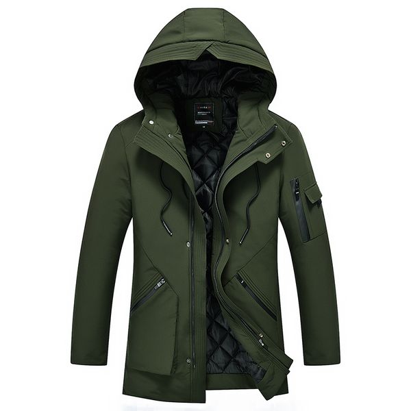 

loldeal winter mens slim hooded coats warm thick cotton parkas casual male down jacket parka, Black