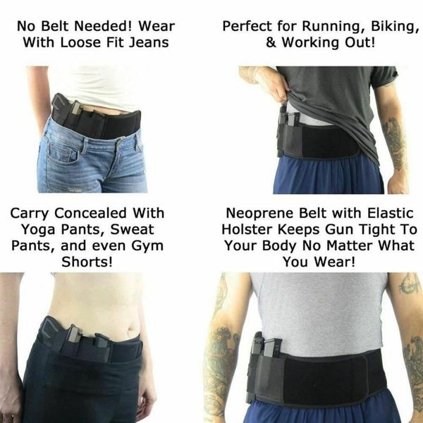 

belly holster outdoor strategical neoprene waist belt multifunctional elastic waist pack pouch b2cshop, Black;gray