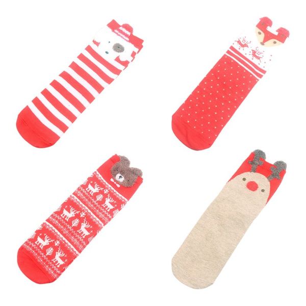 

1pair women ladies soft warm cotton socks christmas cartoon animal pattern socks for festival party gifts supplies women, Pink;yellow