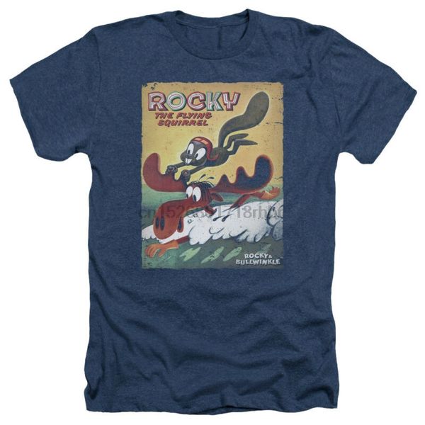 

rocky & bullwinkle vintage poster flying squirrel heather t-shirt all sizes