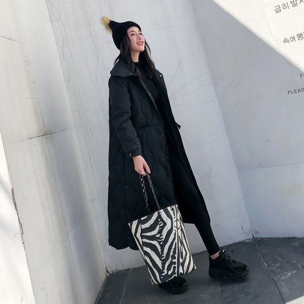 

white duck women long down coat winter womens jackets 2020 fashion parka puffer jacket kl-1010 yy1209, Black