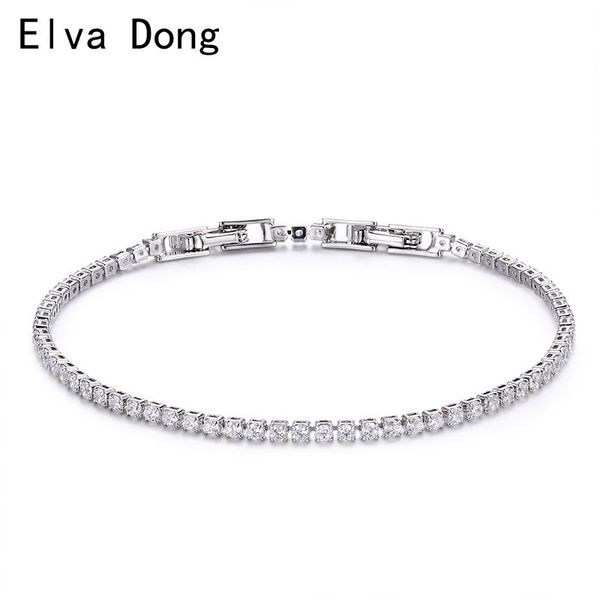 

2mm slim cluster prong set cz tennis link chain thin white gold color bracelets for women girls friend jewelry pulsera bracciali, Black