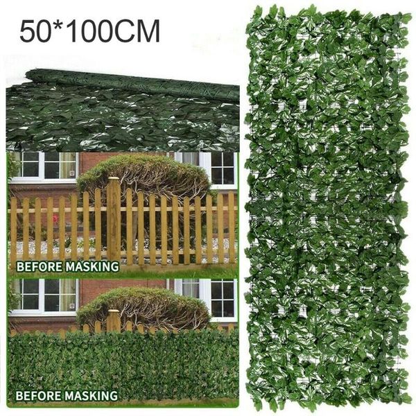 

decorative flowers & wreaths 50x100cm plasticÂ artificial green leaf roll simulation fence net privacy screen hedge wall balcony home garden