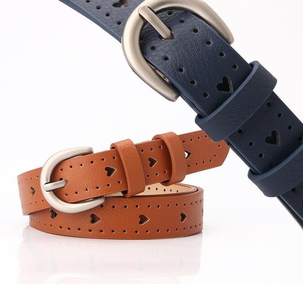 

new all combination sweet heart shaped buckle ladies cute heart-shaped thin female adjustable06, Black;brown