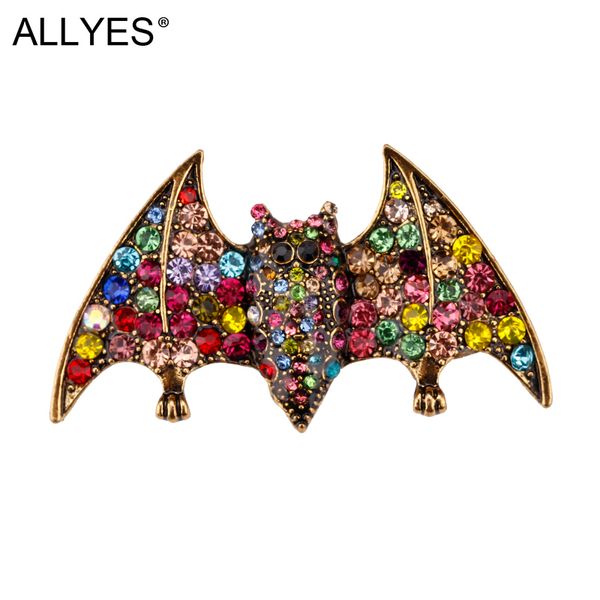 

allyes хэллоуин кристалл bat броши для womengirl эмаль pin rhinestone симпатичные ювелирные изделия значки животных брошь на рюкзак, Gray