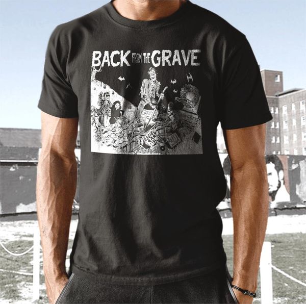 

back from the grave t shirt screen print short sleeve black garage punk men t shirt