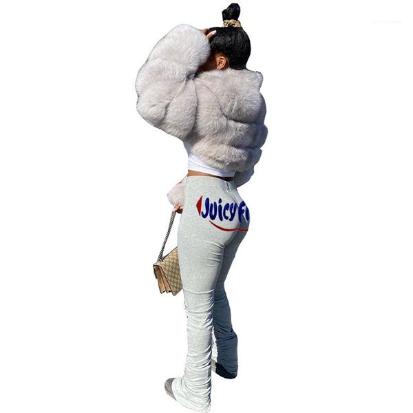 

letter pattern flare stacked pants casual natural color elastic waist pants women clothes women pants fashion, Black;white