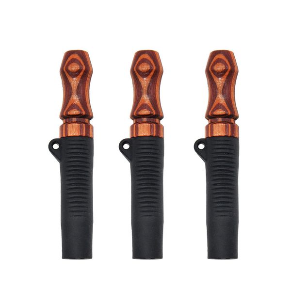 TopPuff Wood Wood Silicone Hookah Boca dica com furo para chaveiro ou cordão portátil portátil de madeira de cacóideiro Filtro Shisha Acessório de fumar