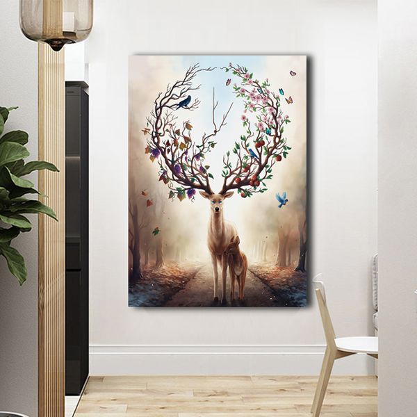

nordic elk deer canvas painting for living room prints and posters animal art modern decorative pictures home decor