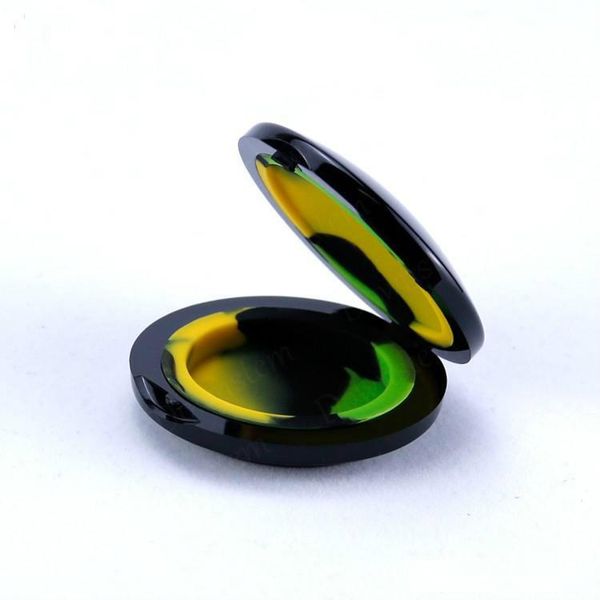 

new round style wax container silicone jars black clear shell 6ml non-stick dry herb concentrate jar bho extractor plastic case