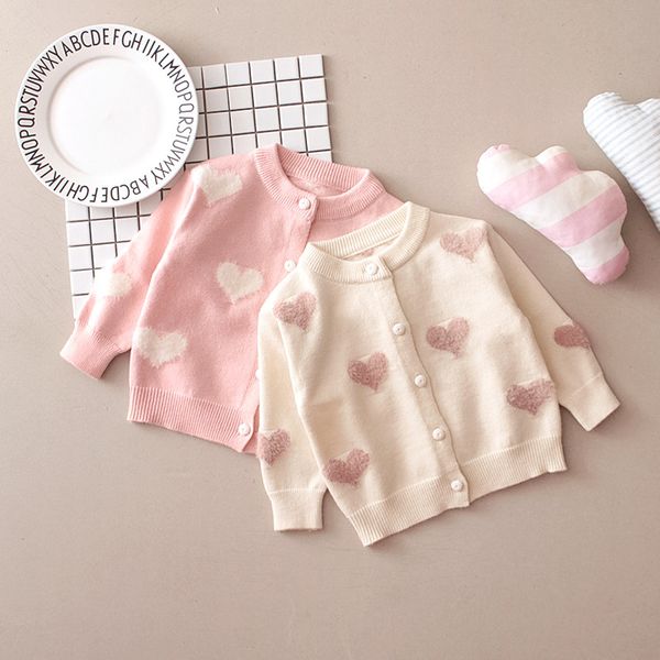 

fall spring baby girls sweaters kids clothes cotton children knitted sweater coat cute love heart child girls cardigan jacket, Blue