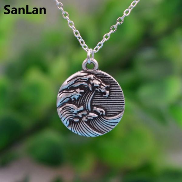 

sanlan vintage ladies silver tiny wave necklace ocean necklace wave jewelry