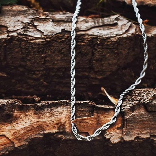

necklace mens fashion stainless steel necklaces link chain for jewelry waking long necklace twisted chain on the neck wholesale, Silver